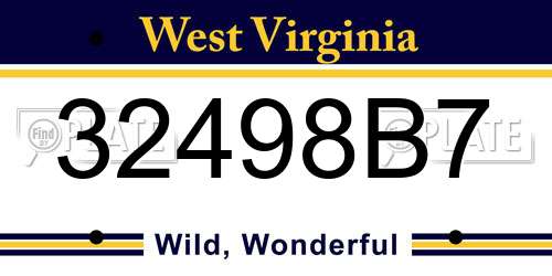 32498B7 West Virginia License Plate