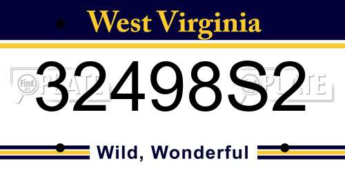 32498S2 West Virginia License Plate