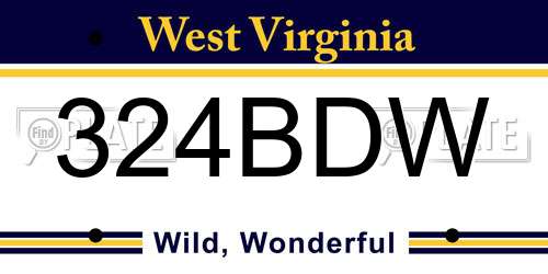 324BDW West Virginia License Plate