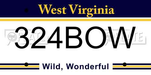 324BOW West Virginia License Plate