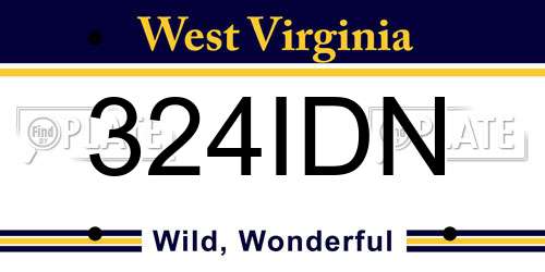 324IDN West Virginia License Plate