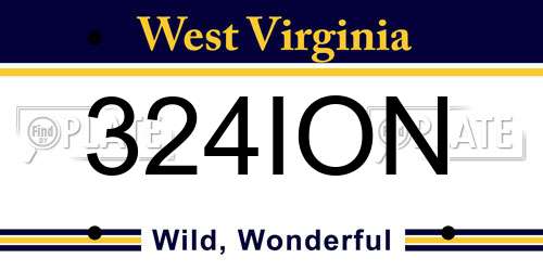 324ION West Virginia License Plate