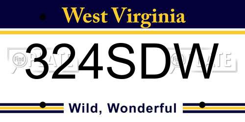 324SDW West Virginia License Plate