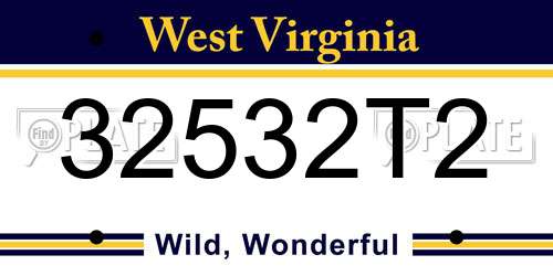 32532T2 West Virginia License Plate