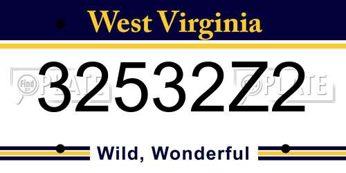 32532Z2 West Virginia License Plate