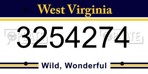 3254274 West Virginia License Plate
