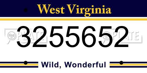 3255652 West Virginia License Plate