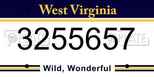 3255657 West Virginia License Plate