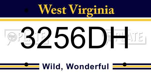 3256DH West Virginia License Plate