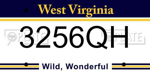3256QH West Virginia License Plate