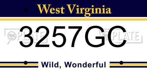 3257GC West Virginia License Plate
