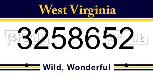 3258652 West Virginia License Plate