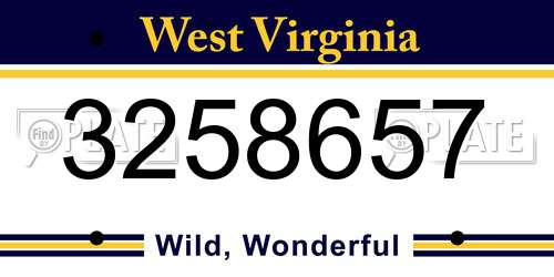 3258657 West Virginia License Plate
