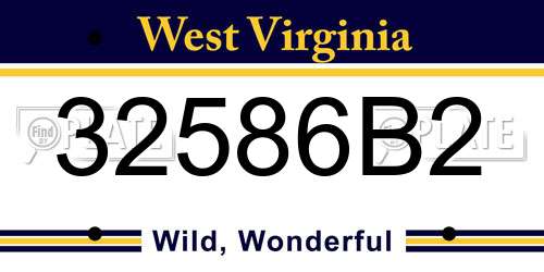 32586B2 West Virginia License Plate