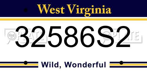 32586S2 West Virginia License Plate