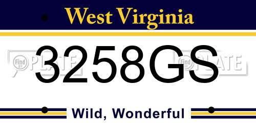 3258GS West Virginia License Plate