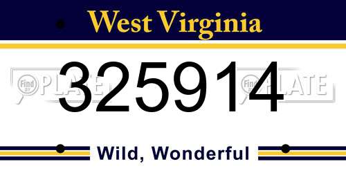 325914 West Virginia License Plate