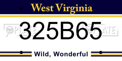 325B65 West Virginia License Plate