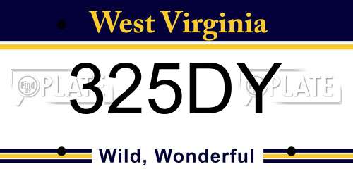 325DY West Virginia License Plate