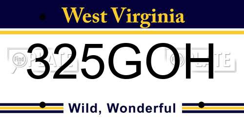 325GOH West Virginia License Plate