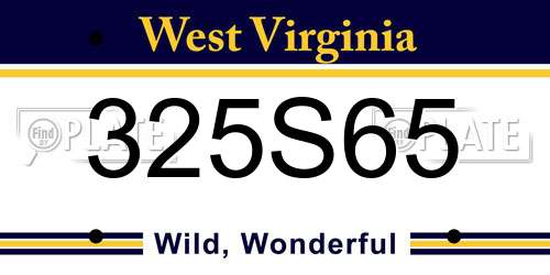 325S65 West Virginia License Plate