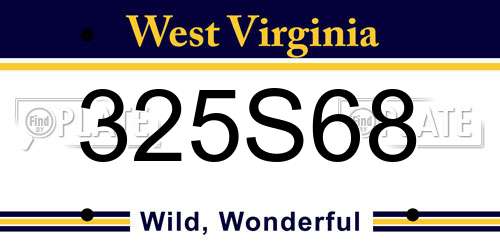 325S68 West Virginia License Plate