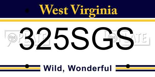 325SGS West Virginia License Plate
