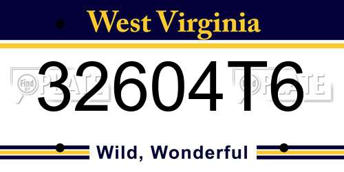 32604T6 West Virginia License Plate