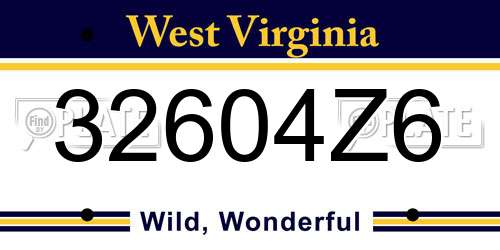 32604Z6 West Virginia License Plate