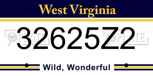 32625Z2 West Virginia License Plate