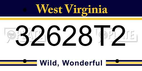 32628T2 West Virginia License Plate