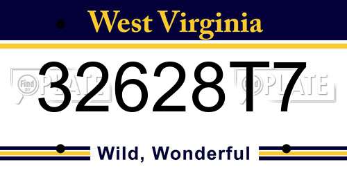 32628T7 West Virginia License Plate