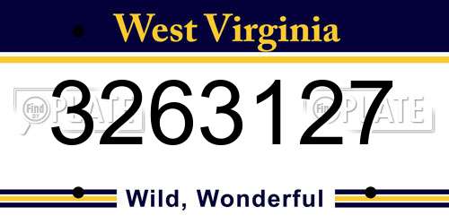 3263127 West Virginia License Plate
