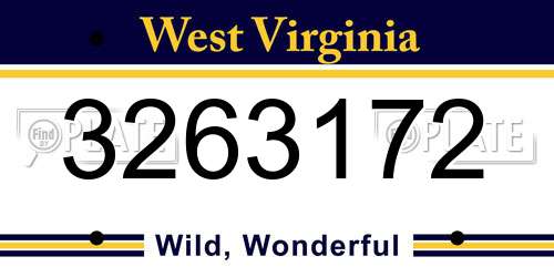 3263172 West Virginia License Plate