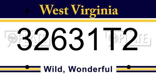 32631T2 West Virginia License Plate