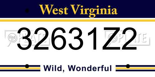 32631Z2 West Virginia License Plate