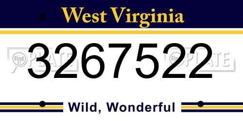 3267522 West Virginia License Plate