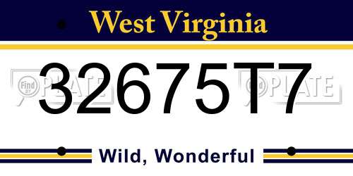 32675T7 West Virginia License Plate