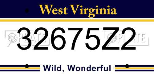 32675Z2 West Virginia License Plate