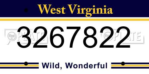 3267822 West Virginia License Plate