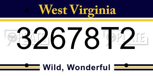 32678T2 West Virginia License Plate
