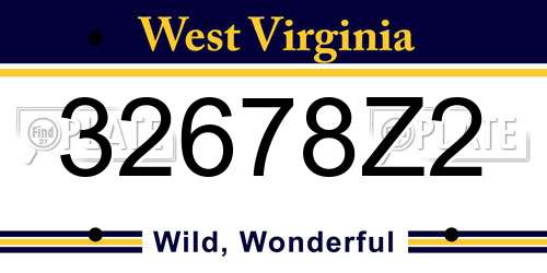 32678Z2 West Virginia License Plate
