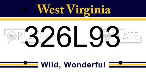 326L93 West Virginia License Plate