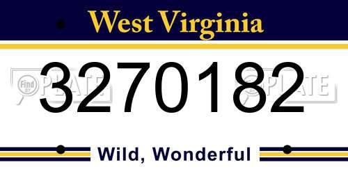 3270182 West Virginia License Plate