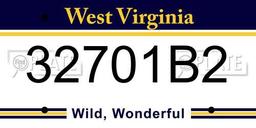 32701B2 West Virginia License Plate