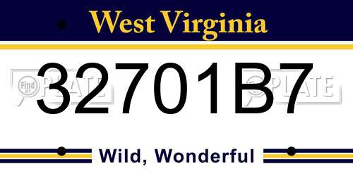 32701B7 West Virginia License Plate