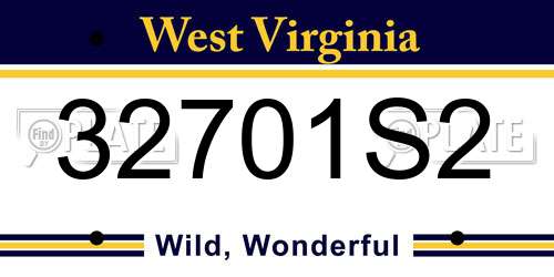 32701S2 West Virginia License Plate