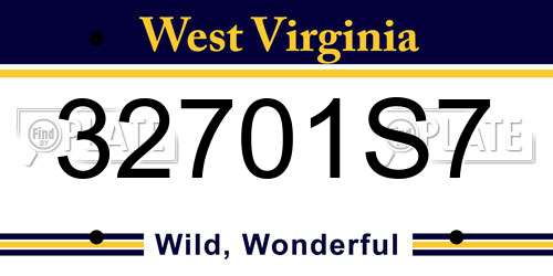 32701S7 West Virginia License Plate