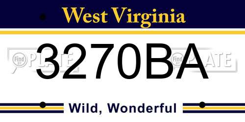 3270BA West Virginia License Plate