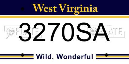 3270SA West Virginia License Plate